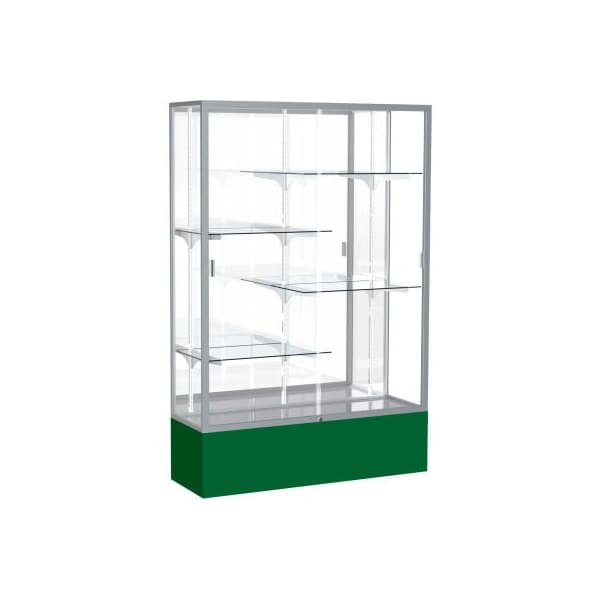 Waddell Display Case Of Ghent Spirit Display Case Forest Green Base, Satin Frame, Mirror Back 48"W x 16"D x 72"H 374MB-SN-FG - main